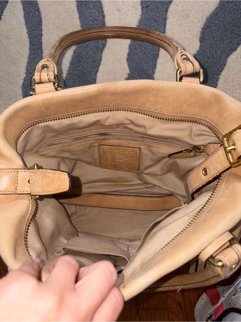 Coach Tan Leather Satchel with Tassels